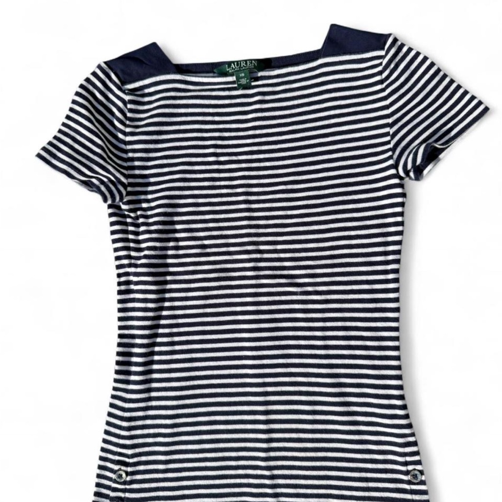 Ralph Lauren Navy And White Striped Tee